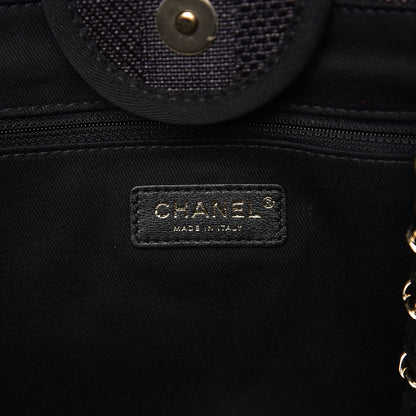 Chanel Straw Raffia Calfskin Striped Large Deauville Tote Black 5 of 10