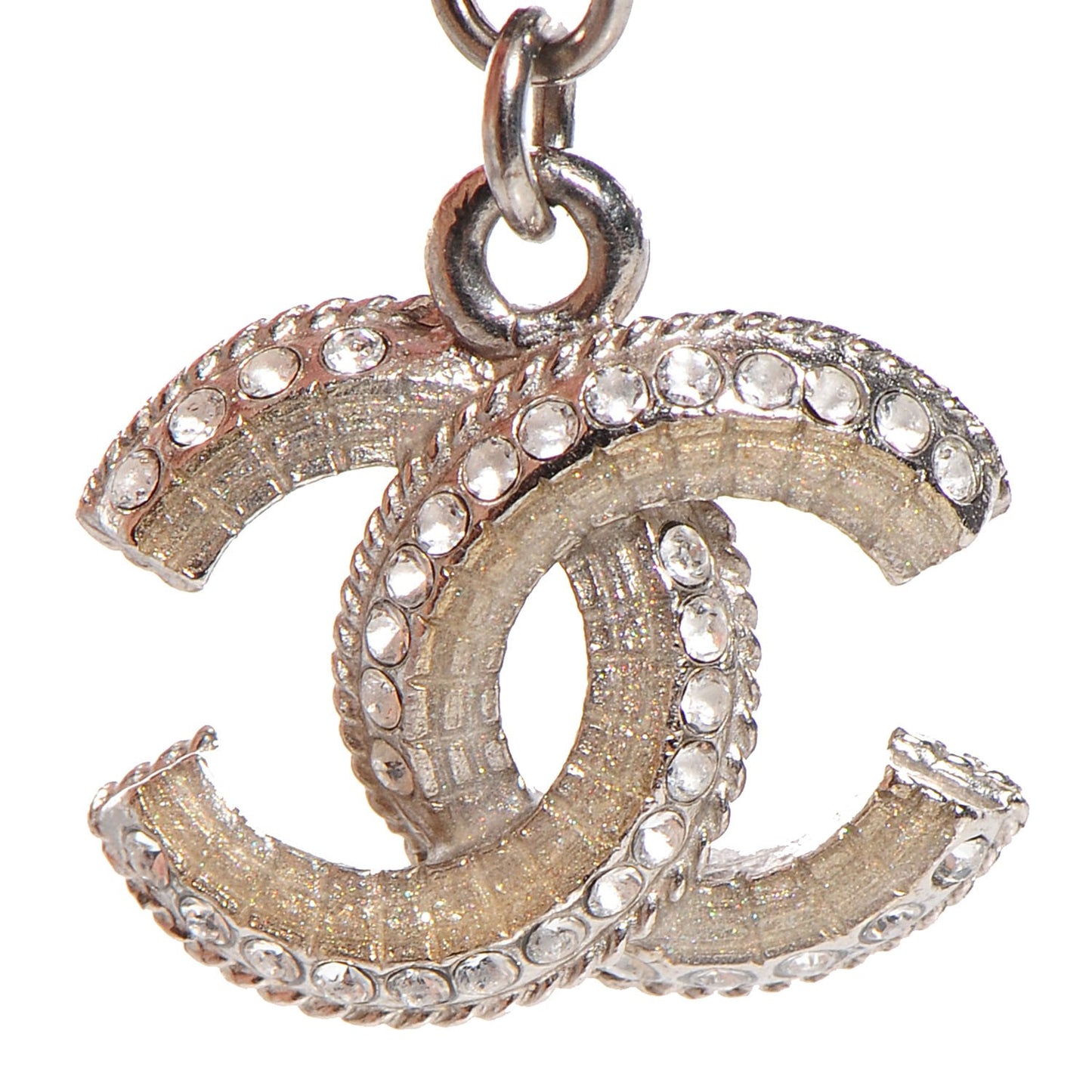 Pearl Crystal CC Charm Bracelet Silver