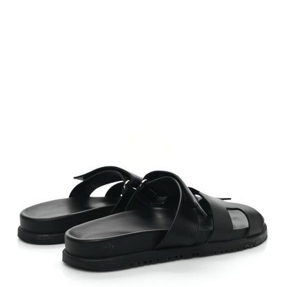 Hermes Calfskin Womens Chypre Sandals 38 Black 5 of 9