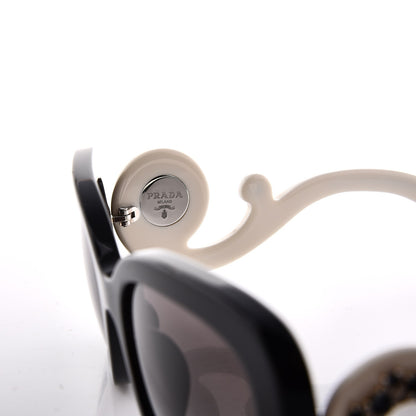 Prada Crystal Ornate Square Baroque Sunglasses White Black 7 of 11