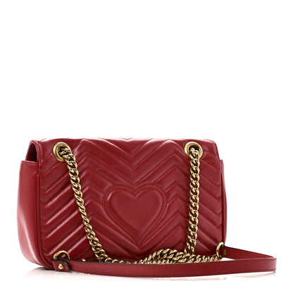 Gucci Calfskin Matelasse Small GG Marmont Shoulder Bag Hibiscus Red 3 of 10