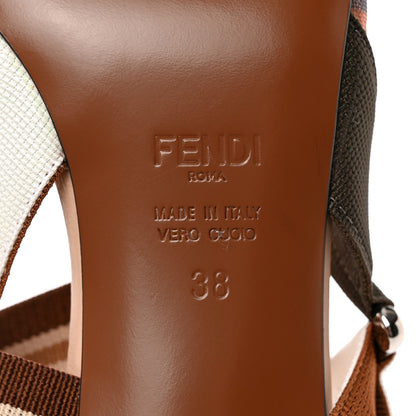 Fendi Technical Mesh FF Colibri 55mm Slingback Pumps 38 Tobacco Moro Camelia 6 of 10