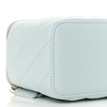 Chanel Lambskin Quilted Small Top Handle Vanity Case With Chain Light Blue 8 of 9