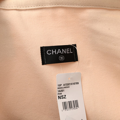 Chanel Terry Cotton CC Beach Tote Set Beige Black 7 of 14