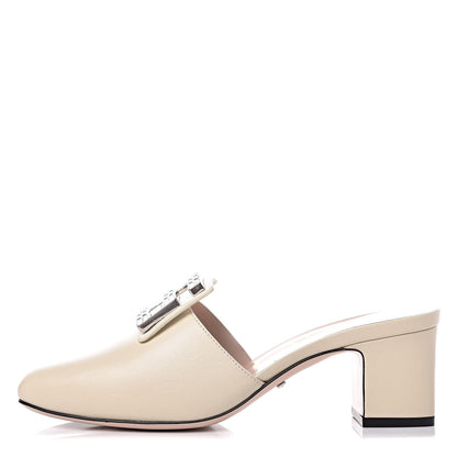 Gucci Malaga Kid Crystal Square G Madelyn Mules 37 Vintage White 1 of 8