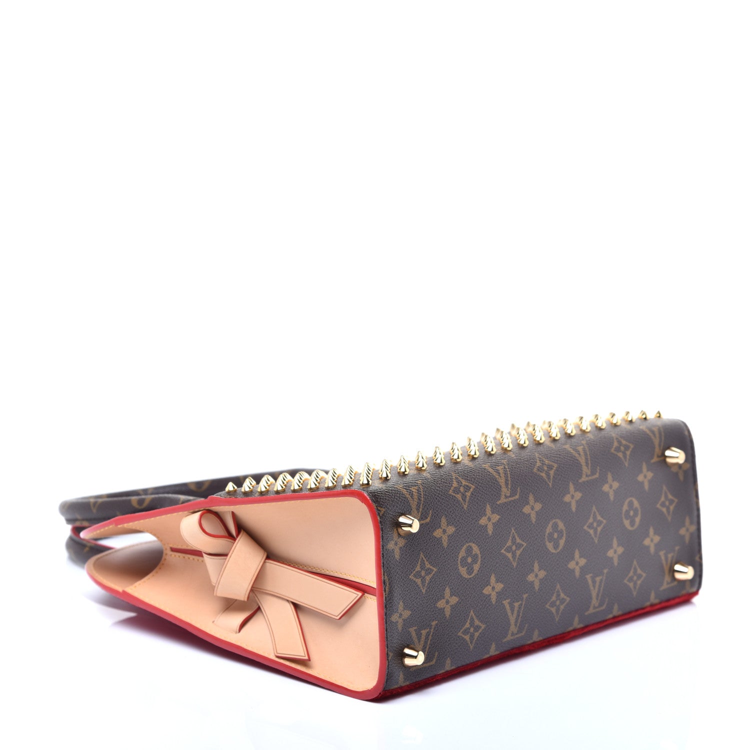Louis Vuitton Monogram Calf Hair Spikes Iconoclasts Christian Louboutin Tote Red 4 of 8