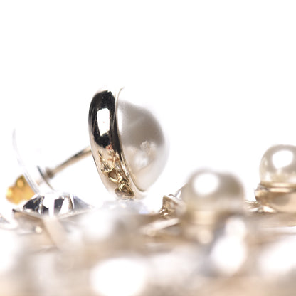 Chanel Metal Glass Pearl CC Crystal Snowfall CC Drop Earrings Light Gold 7 of 8