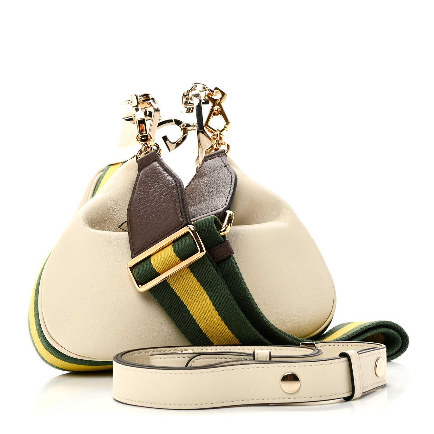 Aria Calfskin Web Small Attache Shoulder Bag White