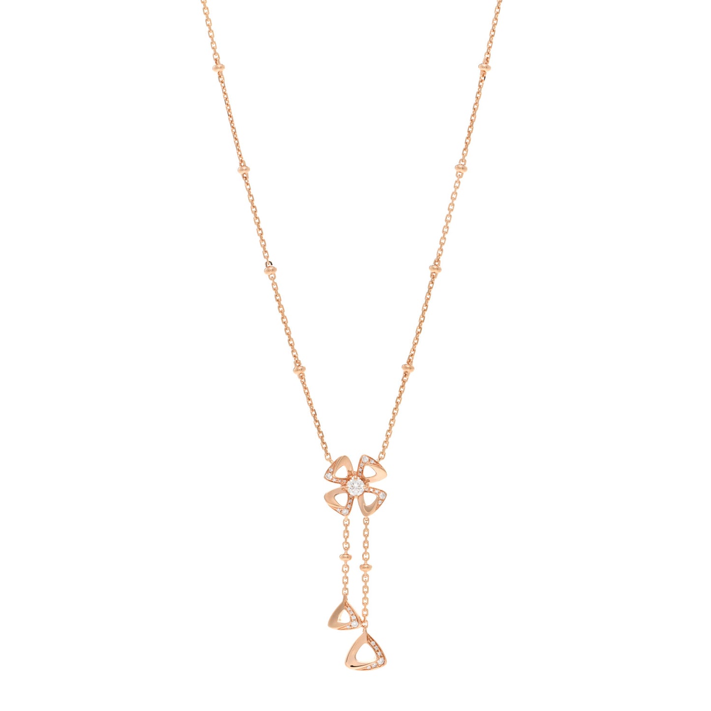 18K Rose Gold Diamond Fiorever Drop Necklace