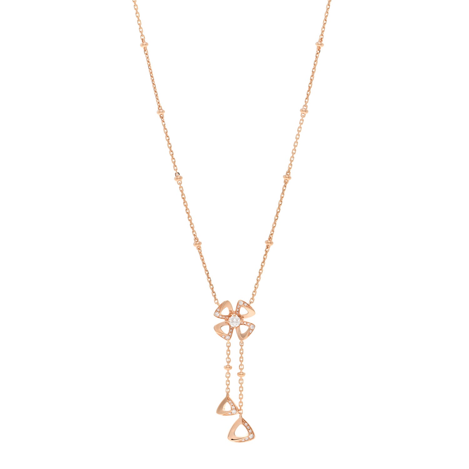 Bulgari 18K Rose Gold Diamond Fiorever Drop Necklace 1 of 5