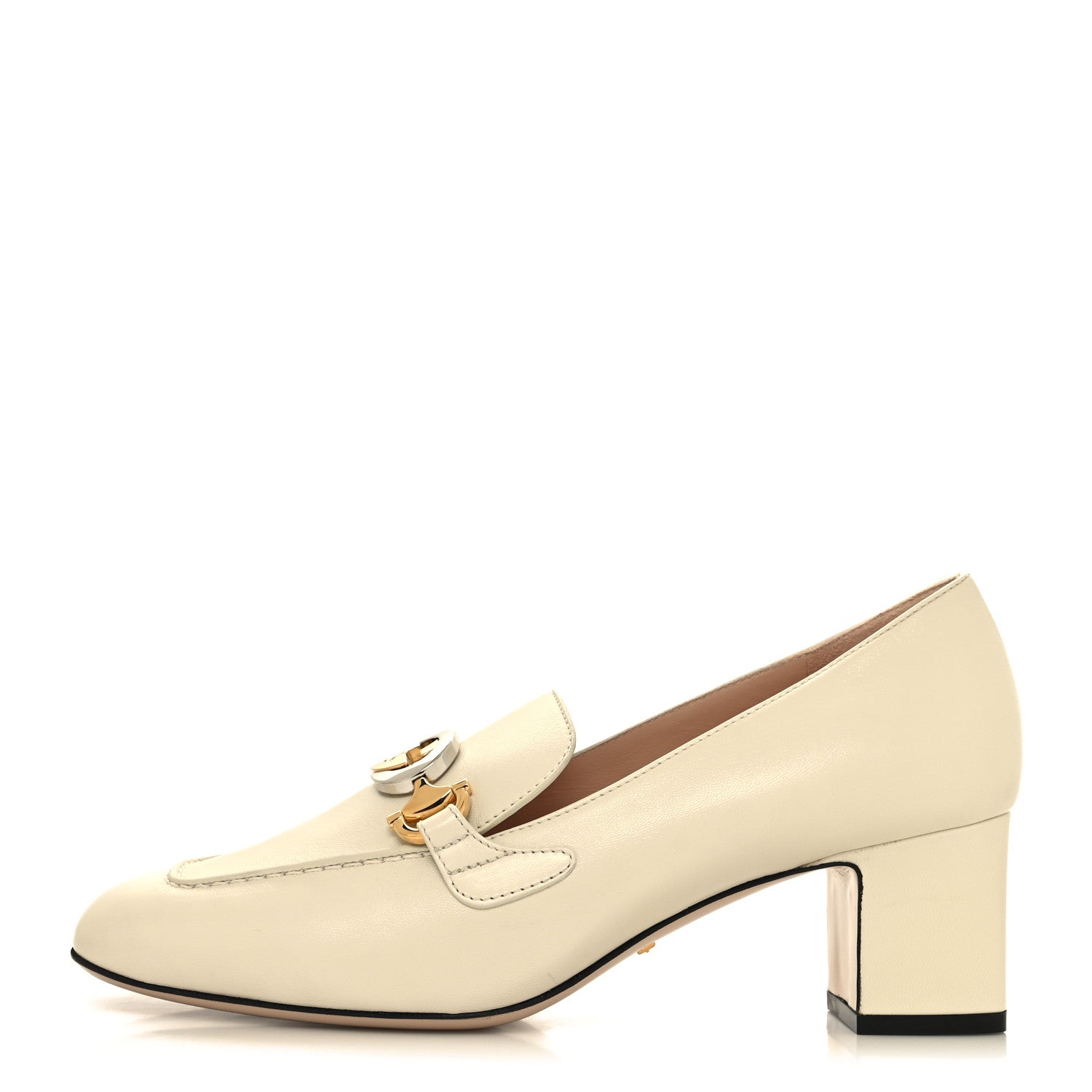 Gucci Malaga Kid Zumi Mid Heel Loafers 39 Vintage White 1 of 9