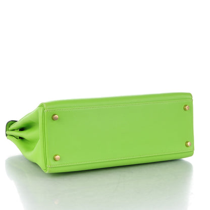 Hermes Veau Gulliver Kelly Retourne 32 Vert Cru 5 of 27