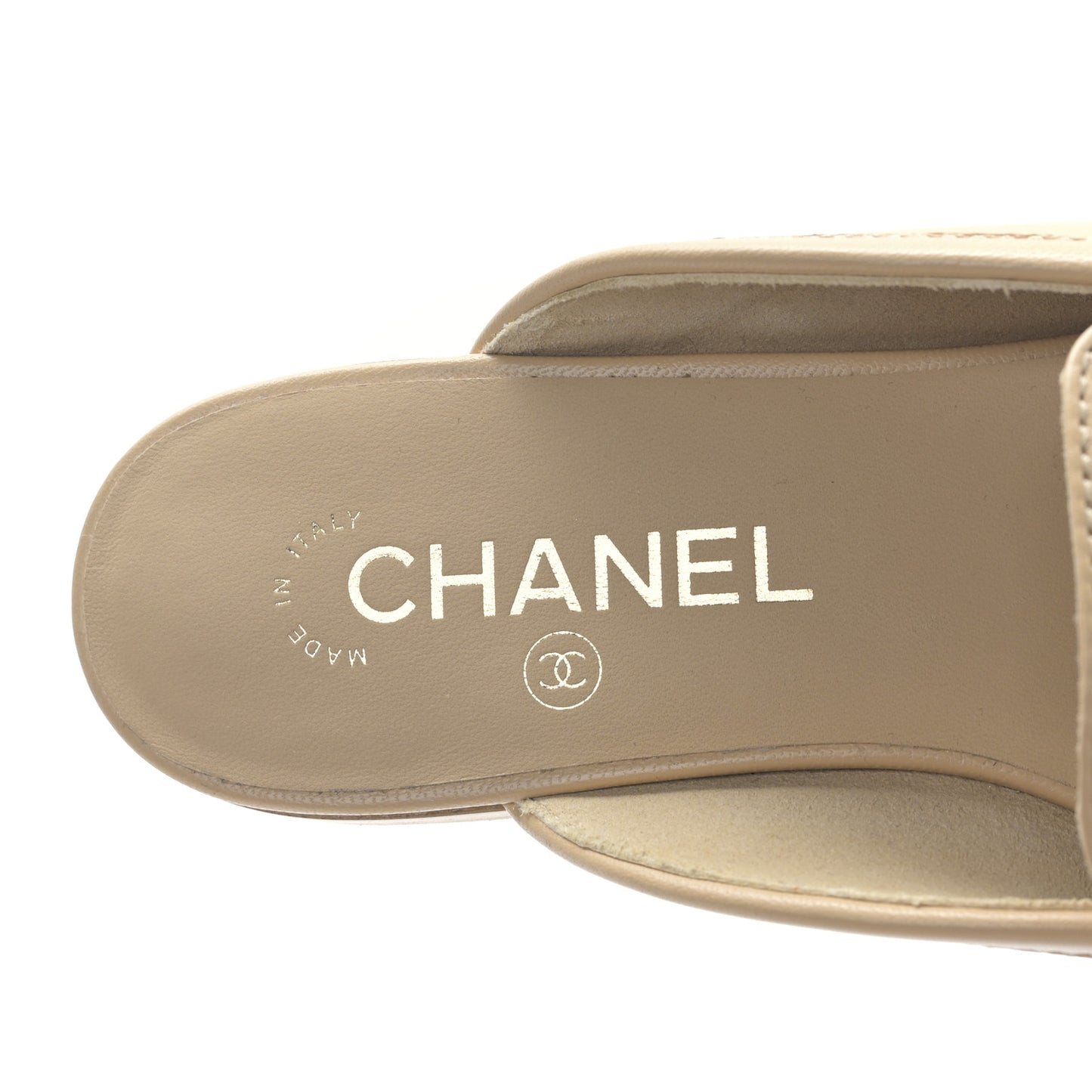 Lambskin Pearl CC Mules 37 Beige