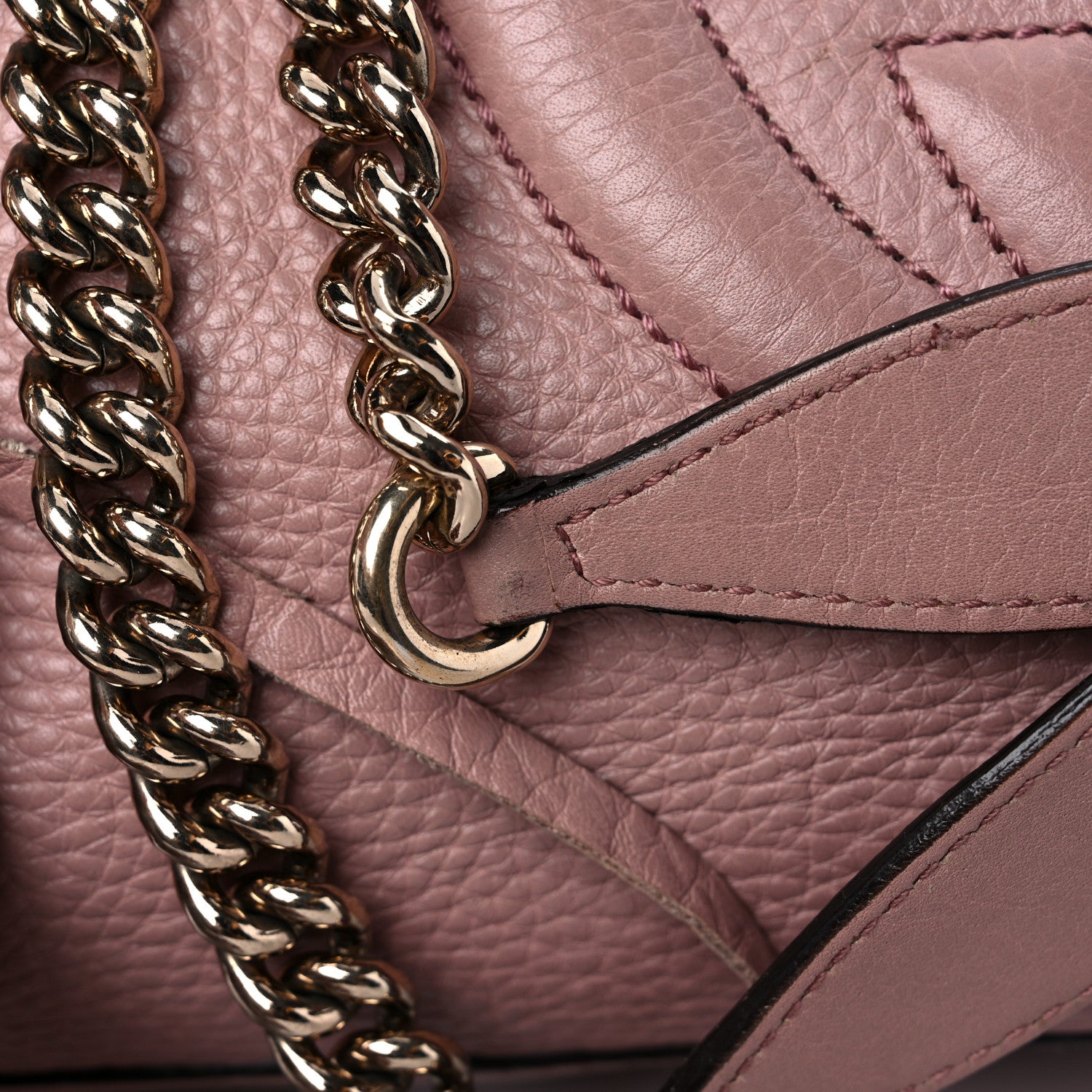 Gucci Pebbled Calfskin Medium Soho Chain Shoulder Bag Dark Cipria 21 of 23