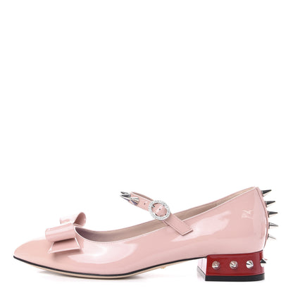 Gucci Patent Crystal GG Bow Sadie Spike Low Heel Ballerina Loafers 36.5 Perfect Pink 1 of 9