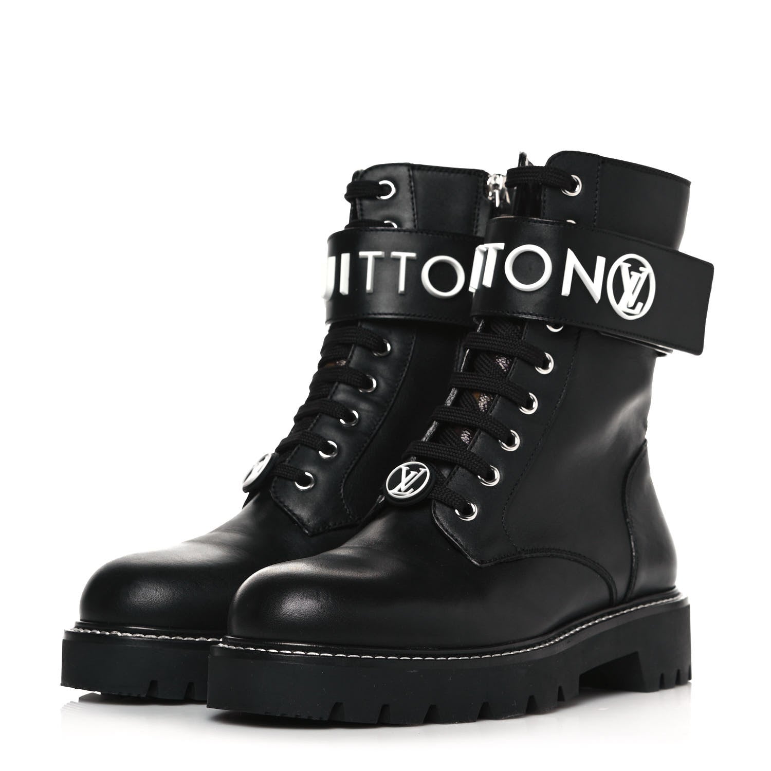 Louis Vuitton Calfskin Territory Flat Ranger Boots 36 Black 3 of 7