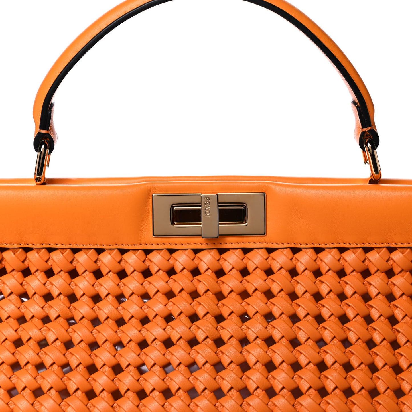 Nappa Woven Large Peekaboo Iconic Satchel Clementine