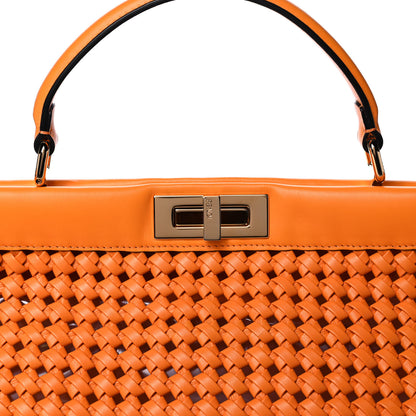 Fendi Nappa Woven Large Peekaboo Iconic Satchel Clementine 8 of 10