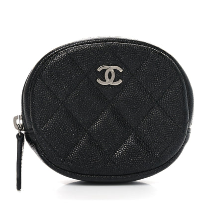 Chanel Metallic Caviar Quilted Zip Around Classic Coin Purse Black 1 of 7
