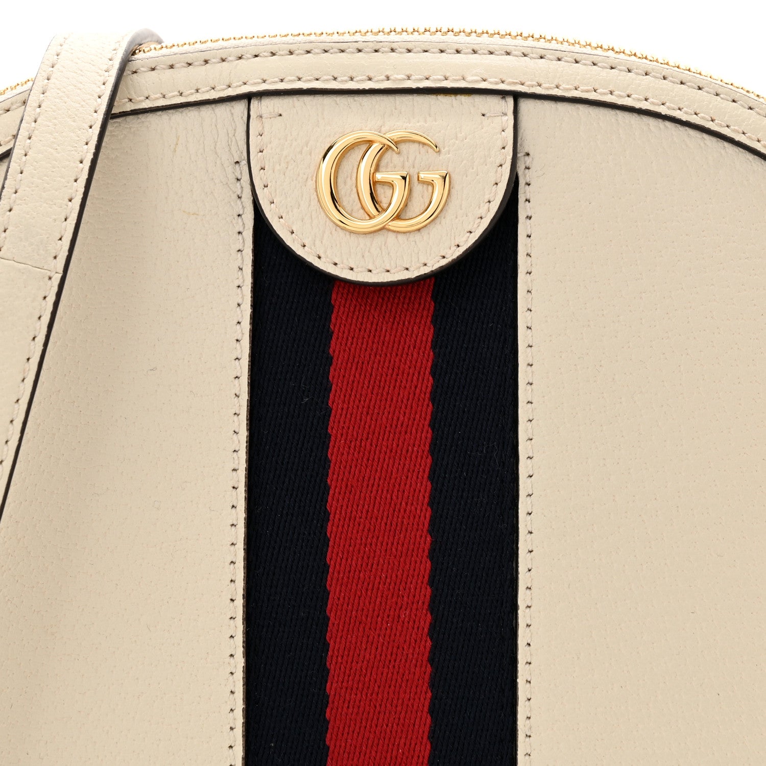 Gucci Textured Dollar Calfskin Web Small Ophidia Dome Shoulder Bag Mystic White 8 of 10