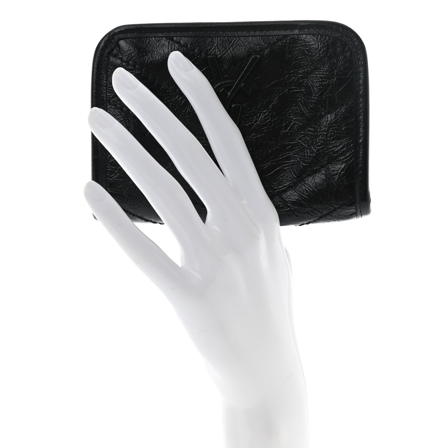 Crinkled Calfskin Matelasse Monogram Niki Card Holder Black