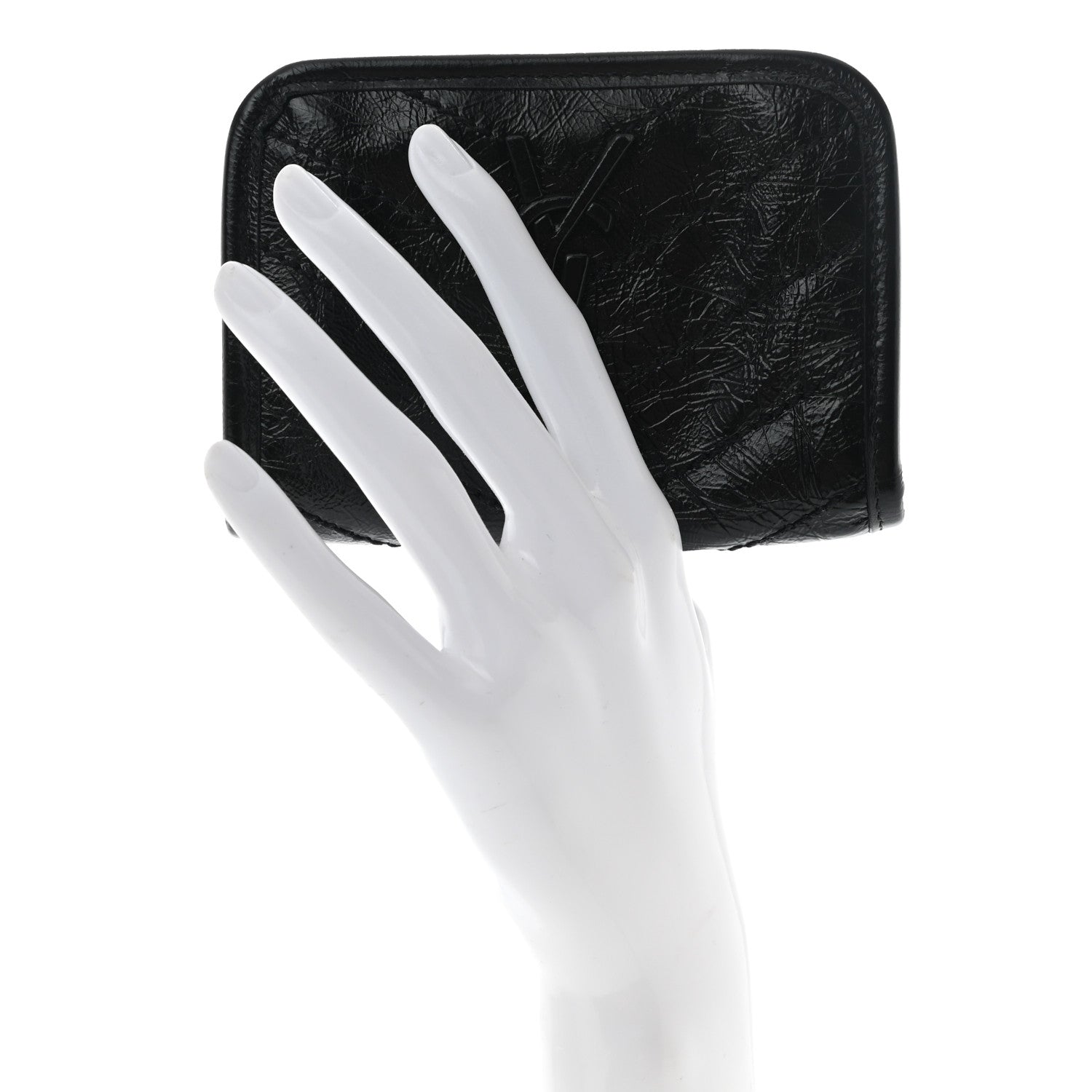 Saint Laurent Crinkled Calfskin Matelasse Monogram Niki Card Holder Black 2 of 9