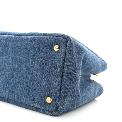 Prada Denim Small Logo Tote Bleu 10 of 10