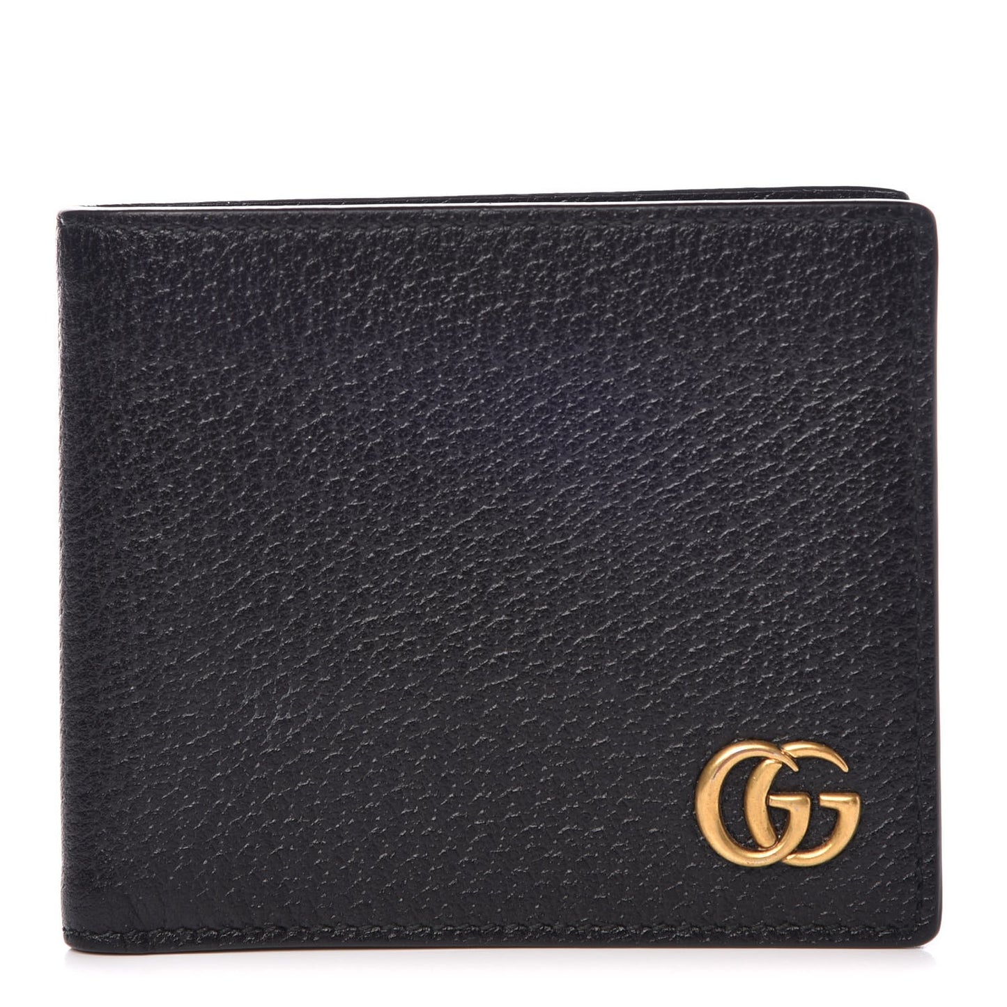 Calfskin Boar Effect GG Marmont Bi-Fold Wallet Black