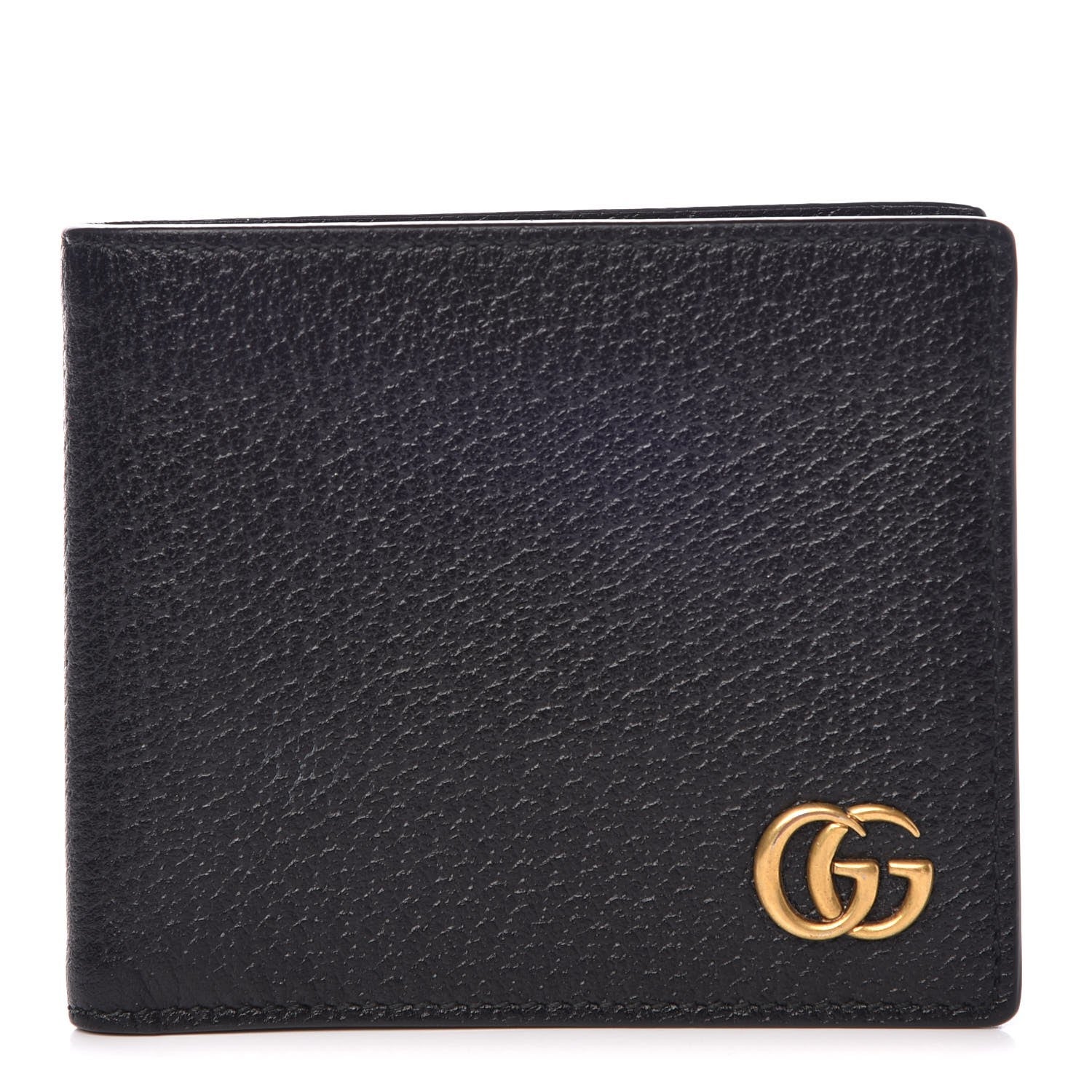 Gucci Calfskin Boar Effect GG Marmont Bi-Fold Wallet Black 1 of 9