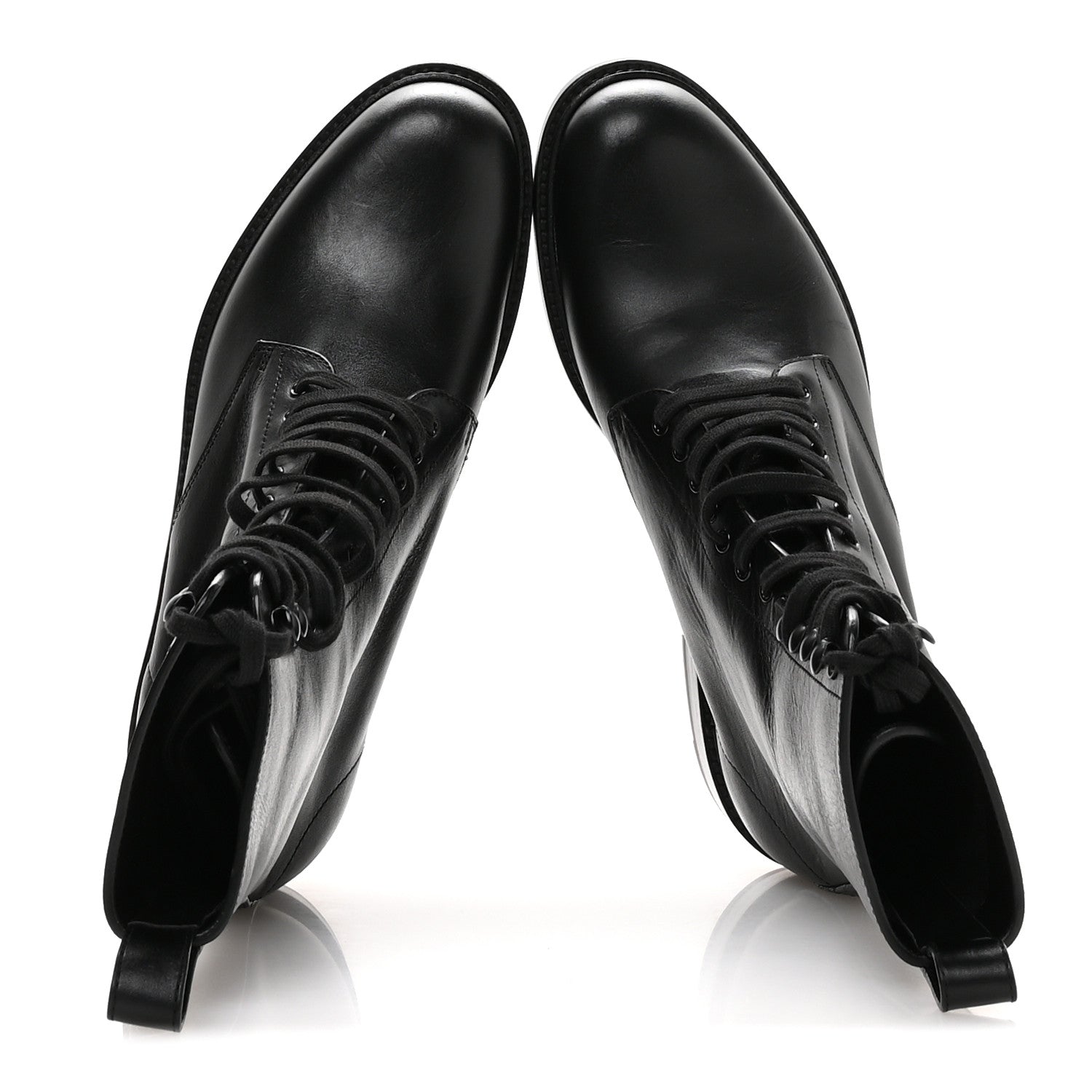 Saint Laurent Stalker Lambskin Mens Army 20 Lace Up Boots 40 Black