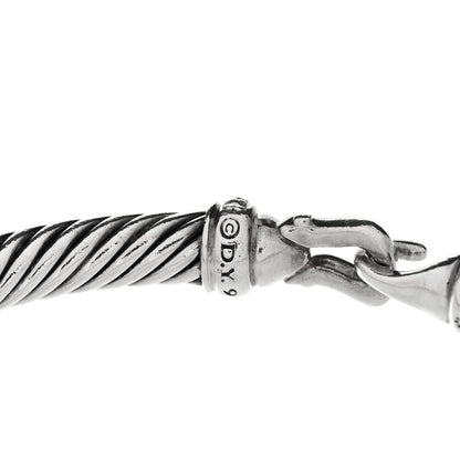 David Yurman Sterling Silver Diamond 5mm Cable Buckle Bracelet 3 of 3