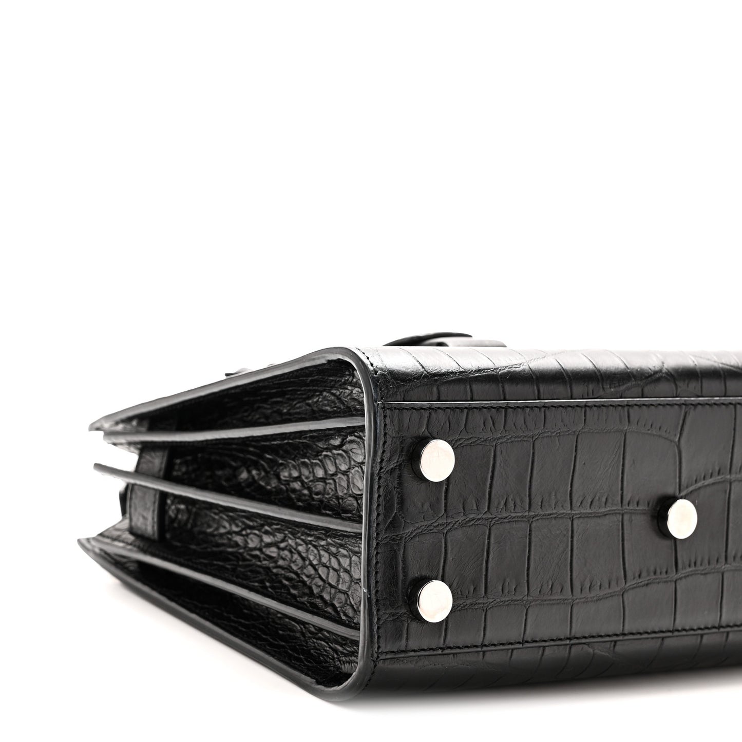 Calfskin Crocodile Embossed Nano Sac De Jour Black