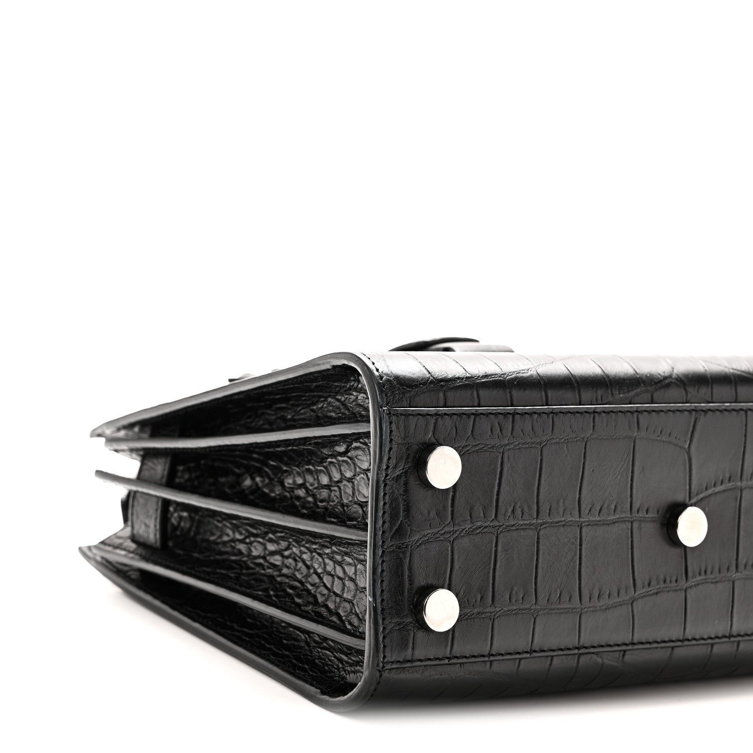 Saint Laurent Calfskin Crocodile Embossed Nano Sac De Jour Black 9 of 10