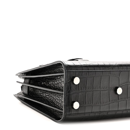 Saint Laurent Calfskin Crocodile Embossed Nano Sac De Jour Black 9 of 10