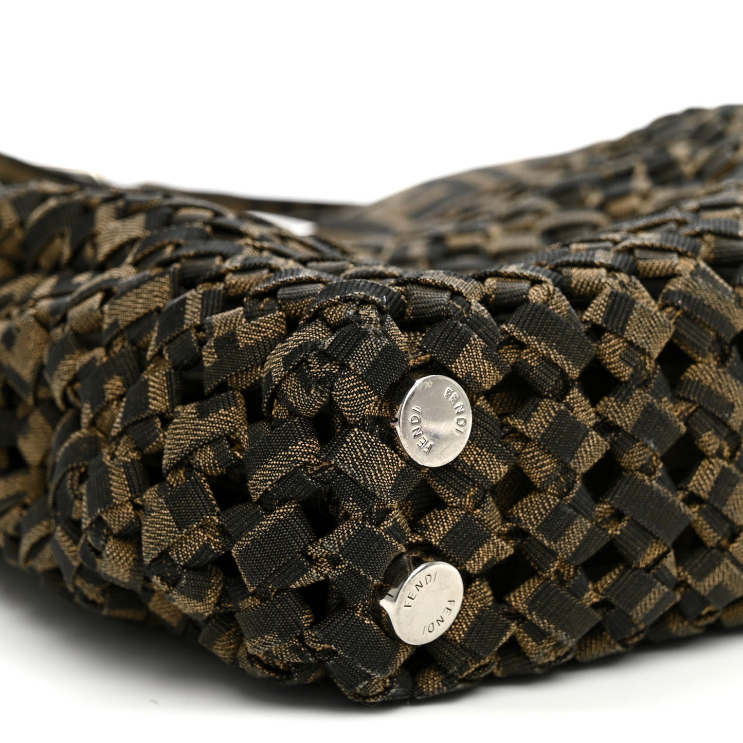 Fabric Jacquard FF 1974 Woven Knotted Mini Peekaboo I SEE U Satchel Tobacco Moro