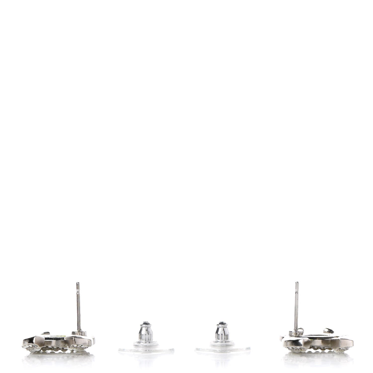 Chanel Pearl Crystal CC Snow Palace Earrings Silver 3 of 5