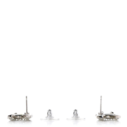 Chanel Pearl Crystal CC Snow Palace Earrings Silver 3 of 5