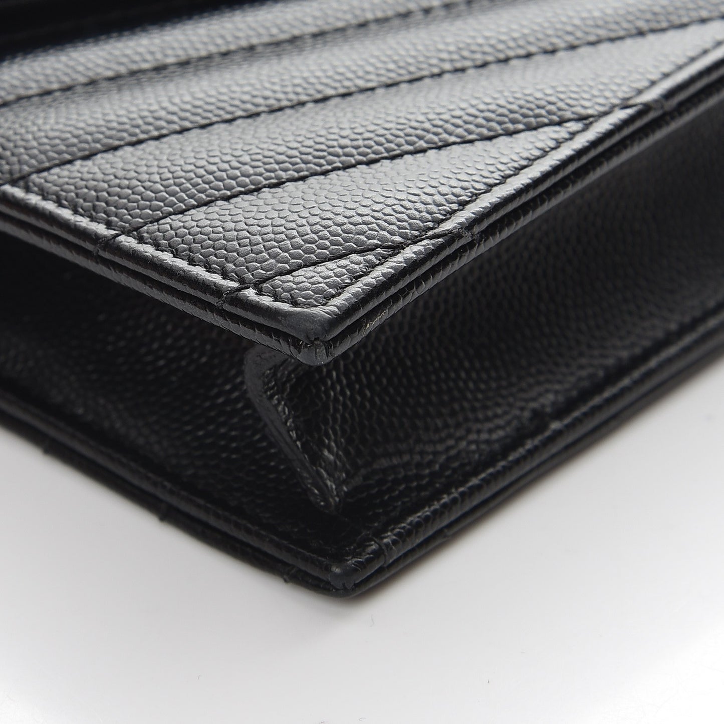 Grain De Poudre Matelasse Chevron Monogram Envelope Chain Wallet Black