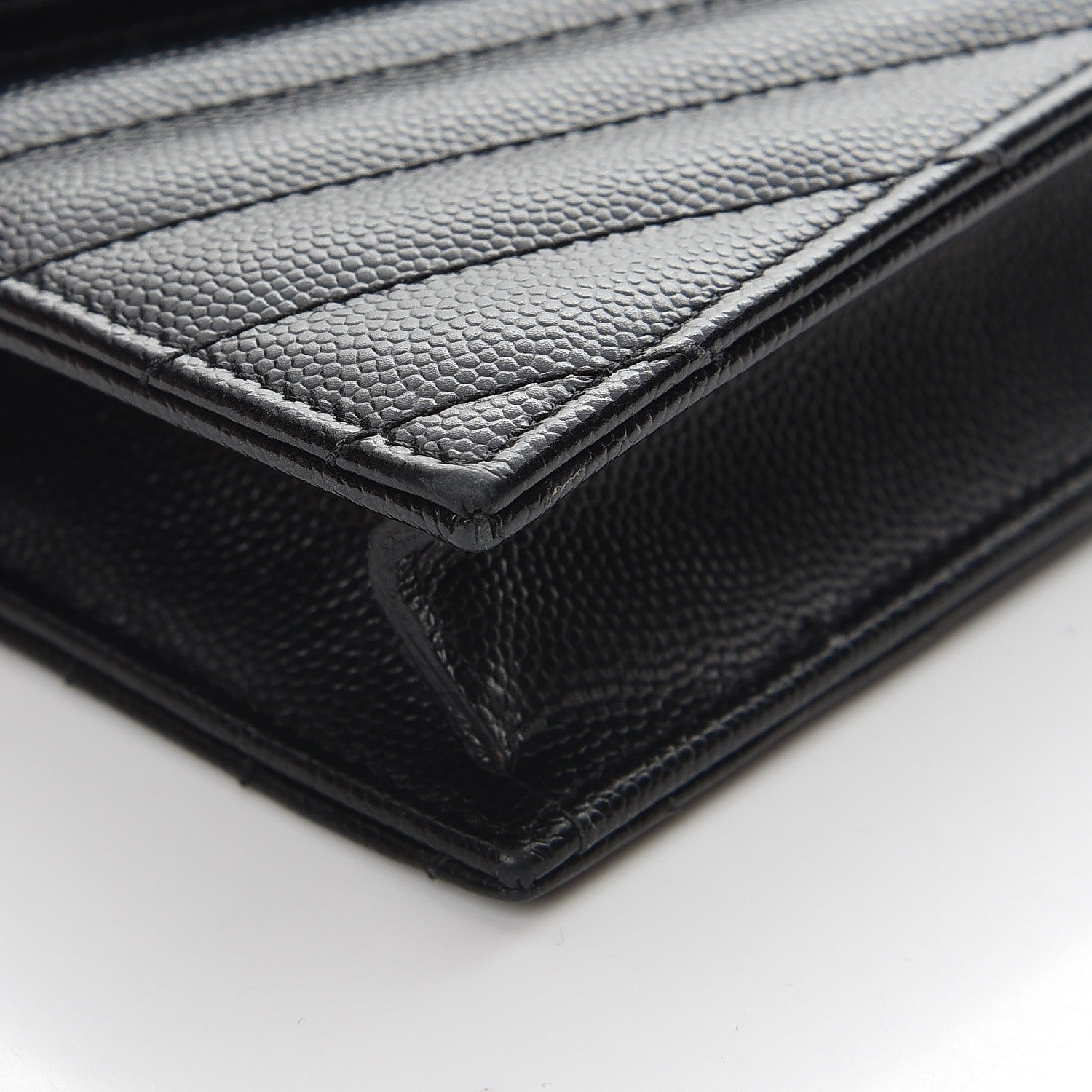 Saint Laurent Grain De Poudre Matelasse Chevron Monogram Envelope Chain Wallet Black 10 of 10