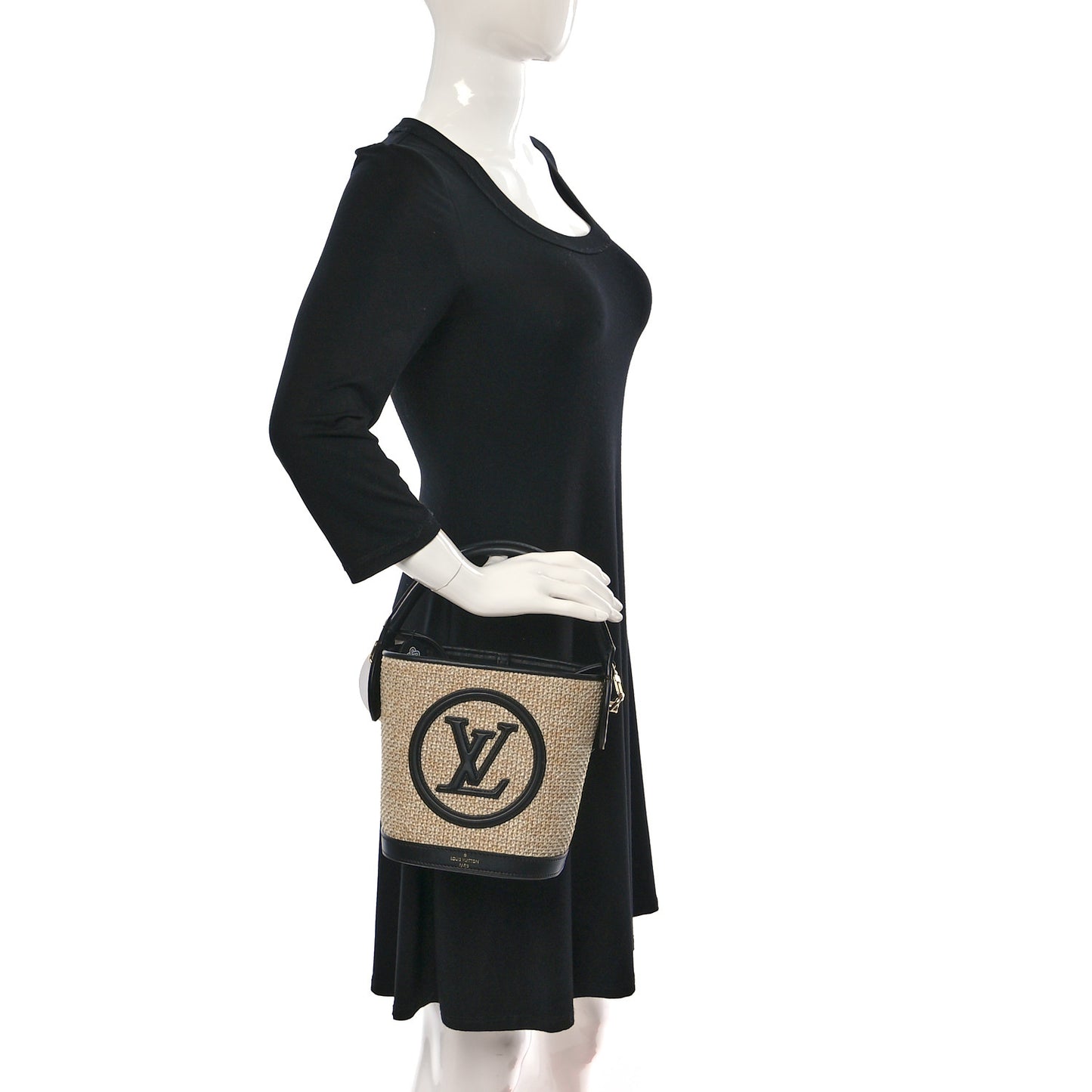 Raffia Petit Bucket Black