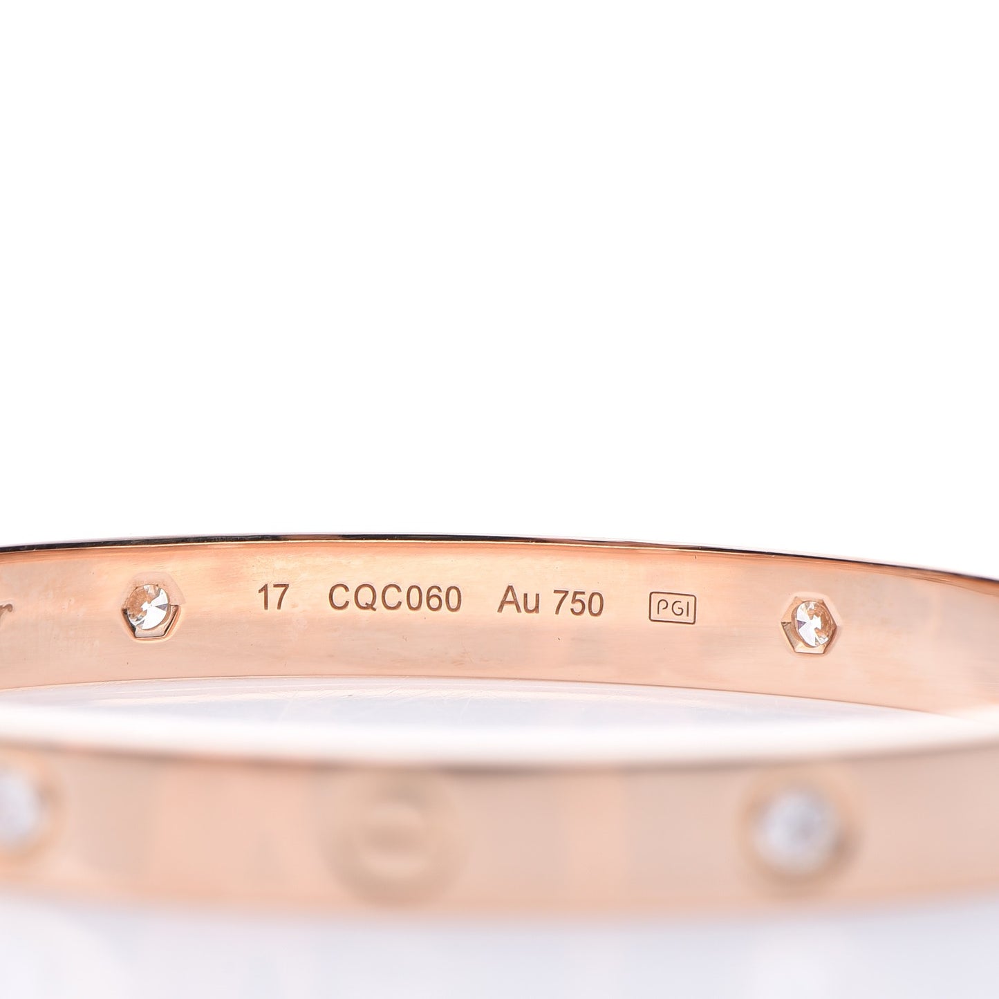 18K Pink Gold 4 Diamond LOVE Bracelet 17