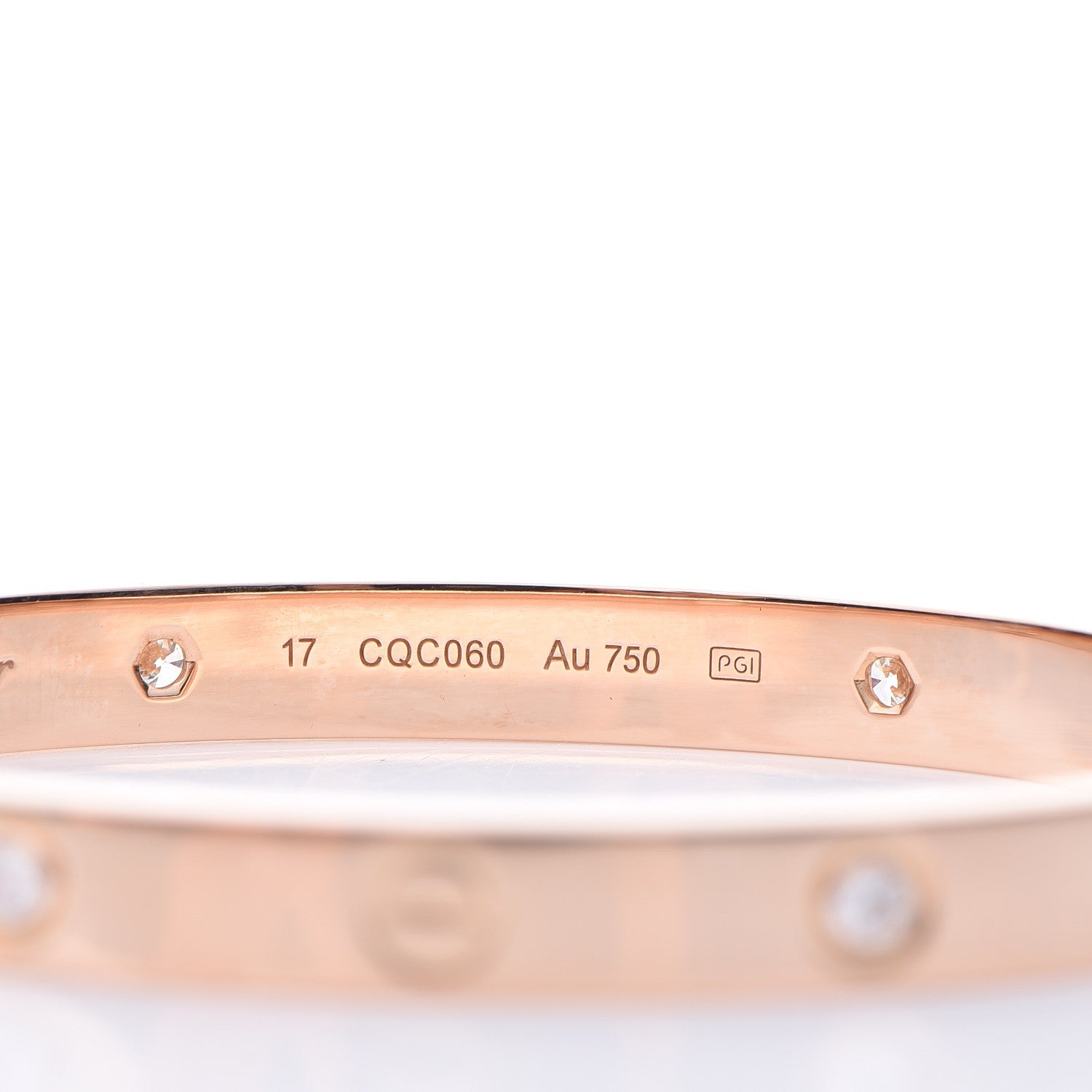 Cartier 18K Pink Gold 4 Diamond LOVE Bracelet 17 5 of 10