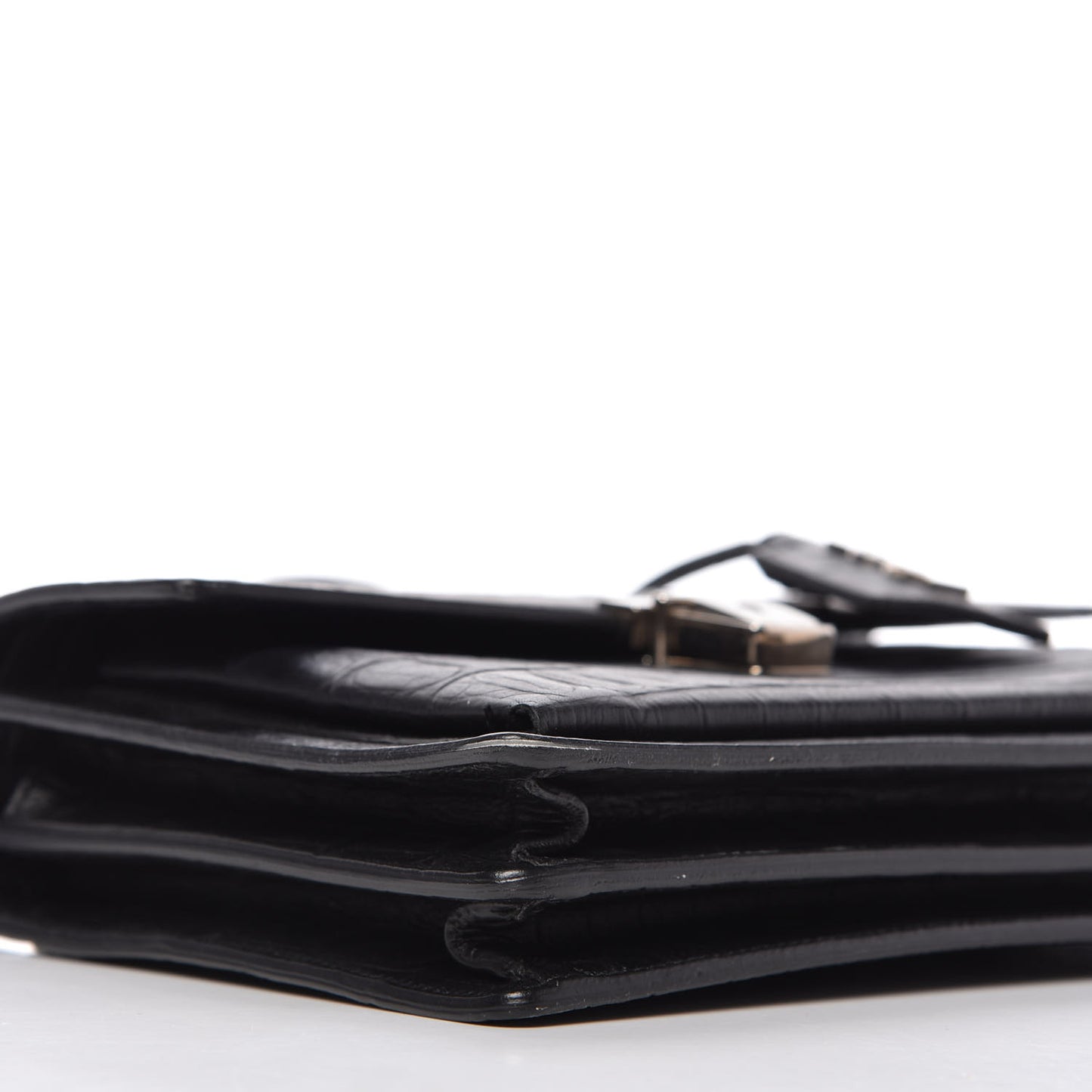 Calfskin Crocodile Embossed Medium High School Satchel Black