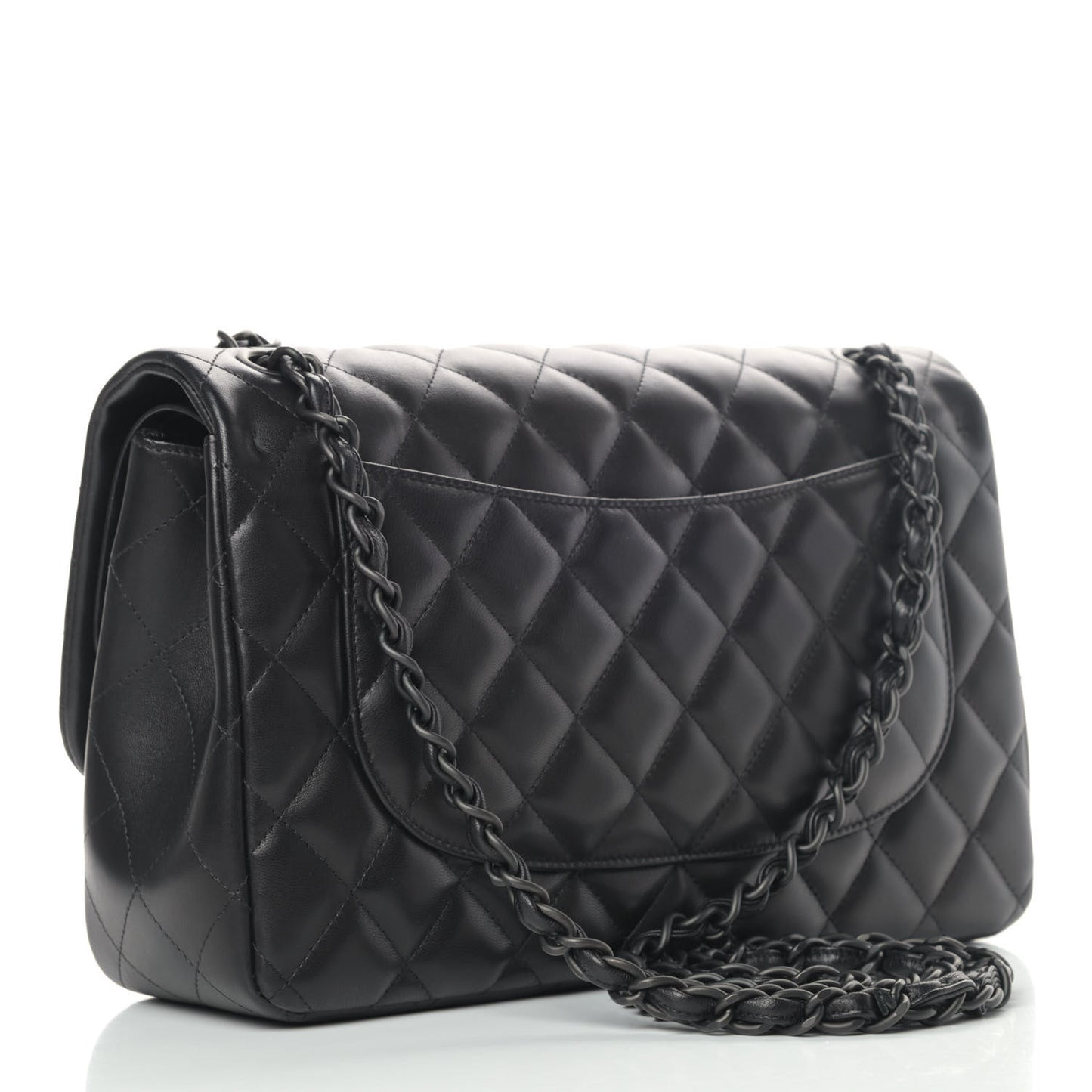 Lambskin Quilted Jumbo Double Flap So Black