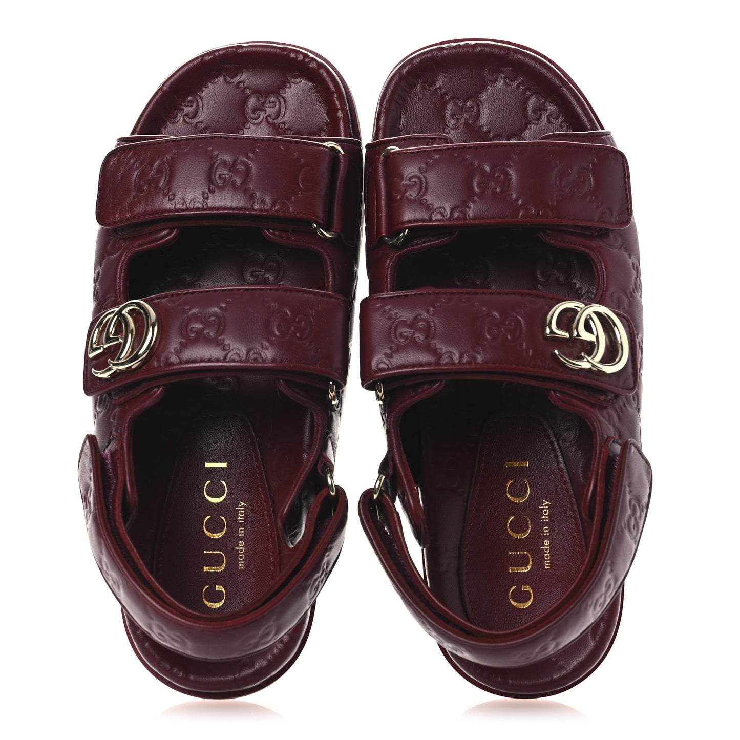 Guccissima GG Embossed Womens Sandals 38 Rosso Ancora
