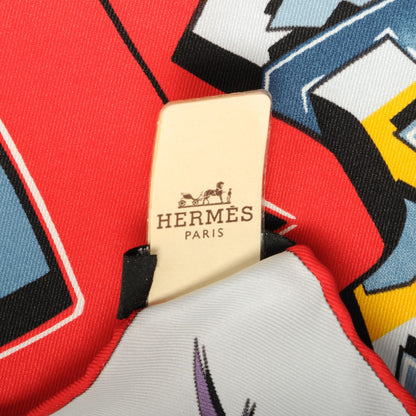 Hermes Silk H Comme Scarf 70 Gris Violet Rouge 5 of 5
