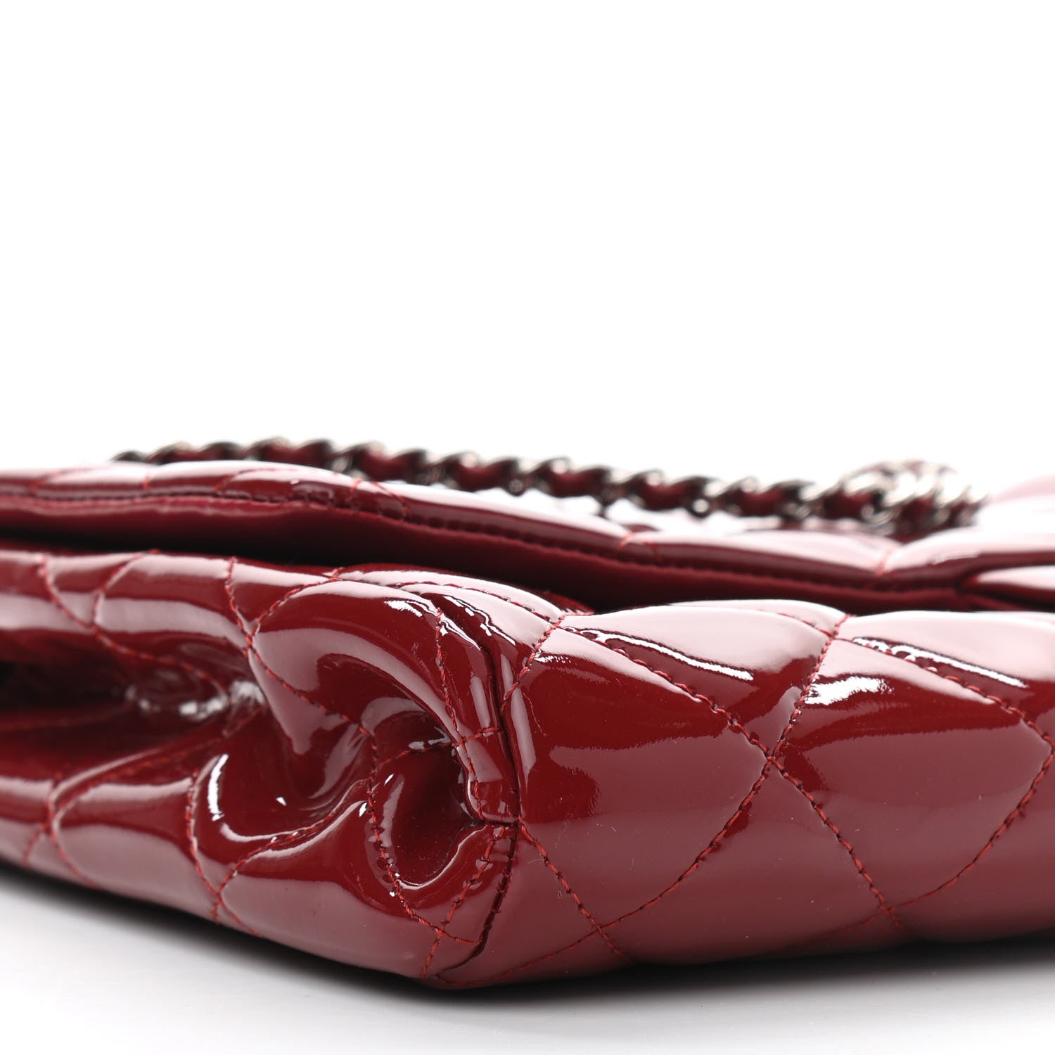 Chanel Patent Quilted Clutch With Chain Flap Red 9 of 10