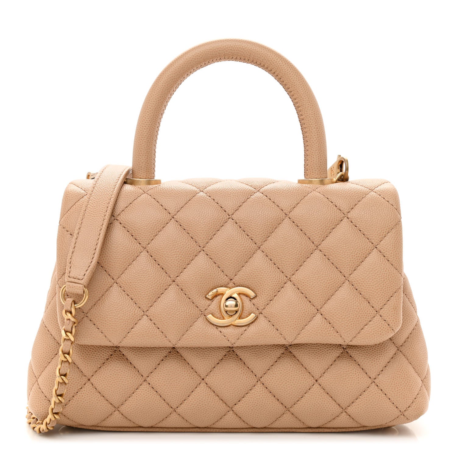 Chanel Caviar Quilted Mini Coco Handle Flap Beige 1 of 10