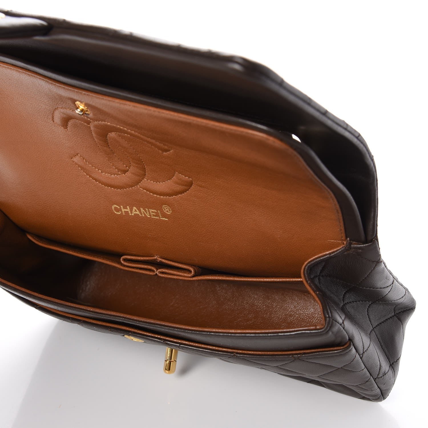 Chanel Lambskin Quilted Medium Double Flap Brown 8 of 13