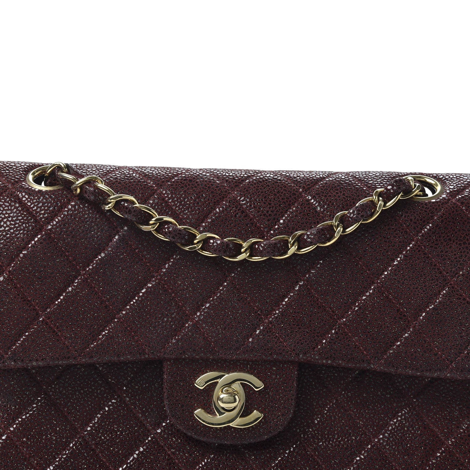 Chanel Iridescent Caviar Quilted Medium Double Flap Burgundy 9 of 9